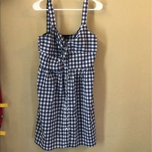 Blue Gingham Button Up Dress
